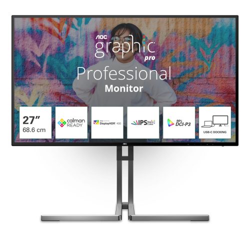 AOC Q27U3CV, 27", QHD, HDMI, DP, USB-C, RJ45, Calm